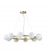 Grosseto Globe Pendant Ceiling Light Satin Brass Plate Gloss White Glass-9