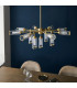 Trieste Multi Arm Pendant Ceiling Light Satin Brass Plate Clear Frosted Glass-5