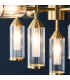 Trieste Multi Arm Pendant Ceiling Light Satin Brass Plate Clear Frosted Glass-6