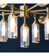 Trieste Multi Arm Pendant Ceiling Light Satin Brass Plate Clear Frosted Glass-7