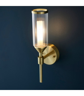 Trieste Wall Lamp Satin Brass Plate Clear Frosted Glass-2