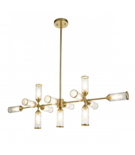 Trieste Bar Pendant Ceiling Light Satin Brass Plate Clear Frosted Glass-1