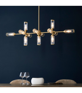 Trieste Bar Pendant Ceiling Light Satin Brass Plate Clear Frosted Glass-2