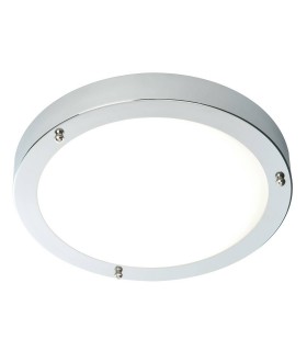 Bathroom Flush Ceiling Light Chrome, Frosted Glass IP44, E27 - 1
