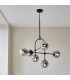 Trieste Globe Pendant Ceiling Light Matt Black Smoked Mirror Glass-2