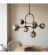 Trieste Globe Pendant Ceiling Light Matt Black Smoked Mirror Glass-4