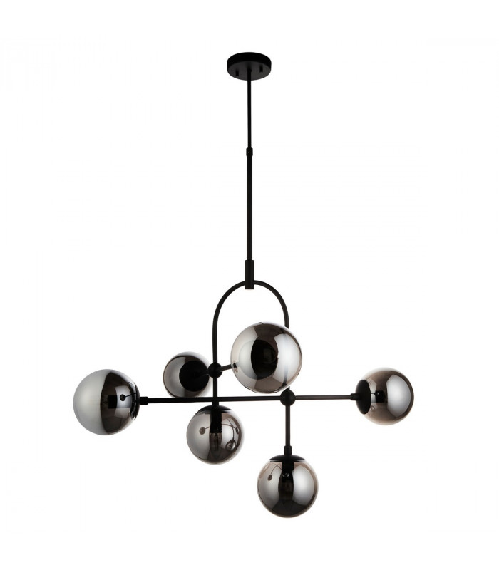 Trieste Globe Pendant Ceiling Light Matt Black Smoked Mirror Glass-8