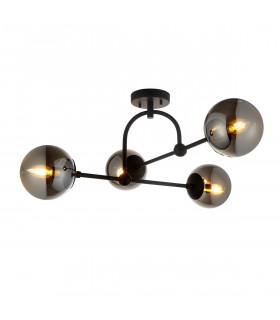 Trieste Globe Ceiling Light Matt Black Smoked Mirror Glass-1