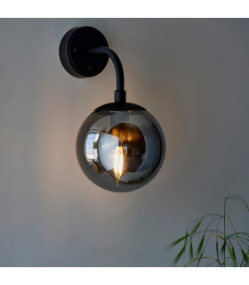 Trieste Wall Lamp Matt Black Smoked Mirror Glass-2