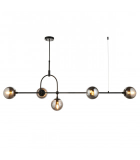 Trieste Bar Pendant Ceiling Light Matt Black Smoked Mirror Glass-1