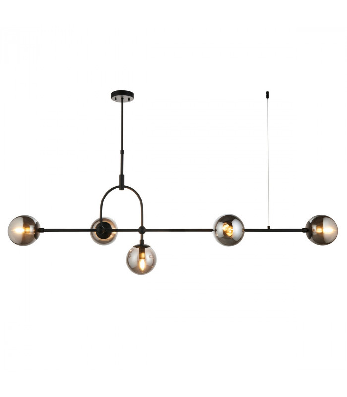 Trieste Bar Pendant Ceiling Light Matt Black Smoked Mirror Glass-1