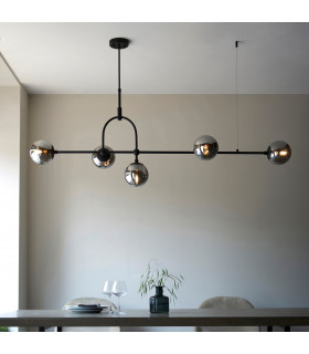 Trieste Bar Pendant Ceiling Light Matt Black Smoked Mirror Glass-2
