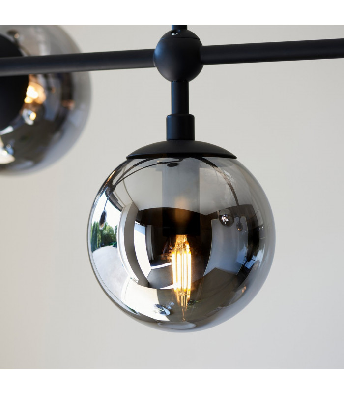 Trieste Bar Pendant Ceiling Light Matt Black Smoked Mirror Glass-7