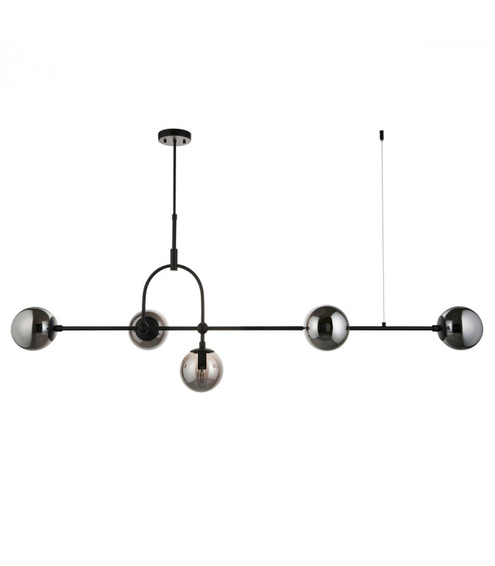 Trieste Bar Pendant Ceiling Light Matt Black Smoked Mirror Glass-8