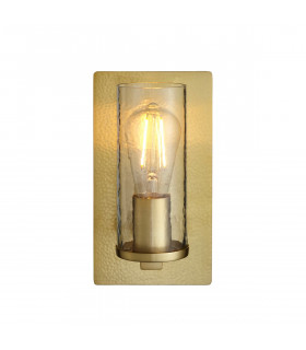 Palermo Wall Lamp Hammered Brass Plate Textured Clear Glass-1