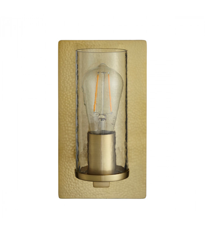 Palermo Wall Lamp Hammered Brass Plate Textured Clear Glass-9
