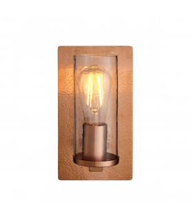 Palermo Wall Lamp Hammered Copper Plate Textured Clear Glass-1
