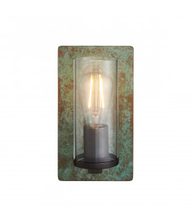 Palermo Wall Lamp Verdigris Bronze Plate Clear Glass-1