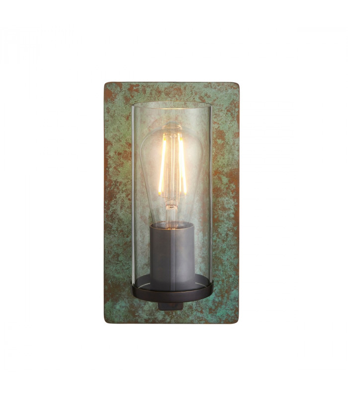 Palermo Wall Lamp Verdigris Bronze Plate Clear Glass-1