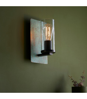 Palermo Wall Lamp Verdigris Bronze Plate Clear Glass-2