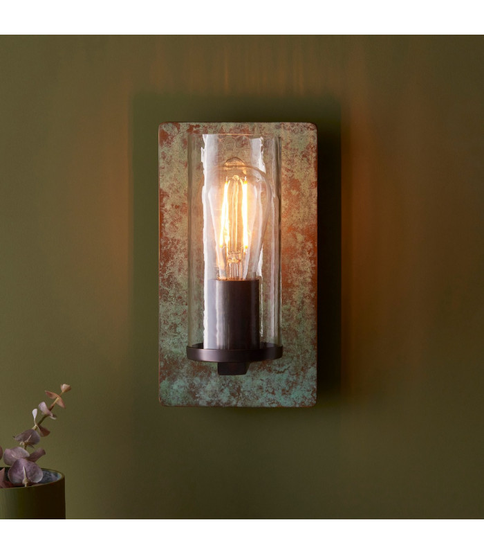 Palermo Wall Lamp Verdigris Bronze Plate Clear Glass-3