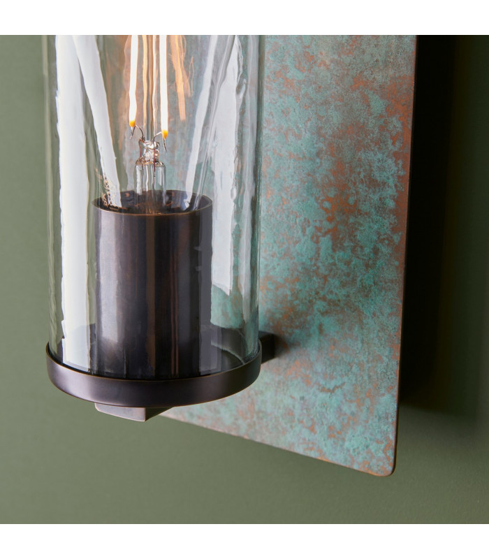 Palermo Wall Lamp Verdigris Bronze Plate Clear Glass-6