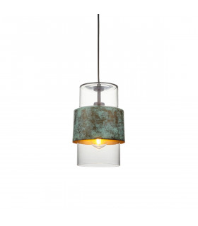 Palermo Slim Pendant Ceiling Light Verdigris Bronze Plate Clear Glass-1