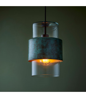 Palermo Slim Pendant Ceiling Light Verdigris Bronze Plate Clear Glass-2