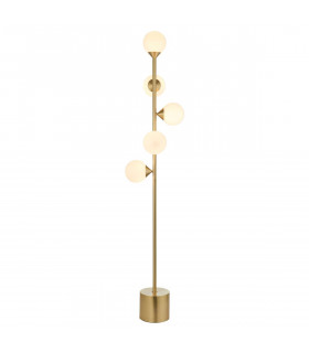 Grosseto Multi Arm Floor Lamp Satin Brass Plate Gloss White Glass-1
