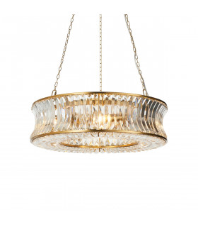 Vittoria Pendant Ceiling Light Warm Brass Plate Crystal And Clear Glass-1