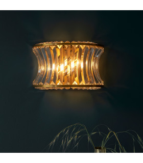 Vittoria Wall Lamp Warm Brass Plate Crystal And Clear Glass-2