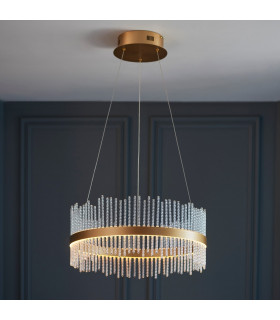 Trapani Pendant Ceiling Light Brushed Gold Plated Clear Glass-2