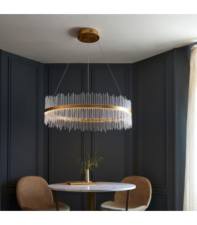 Trapani Pendant Ceiling Light Brushed Gold Plated Clear Glass-2