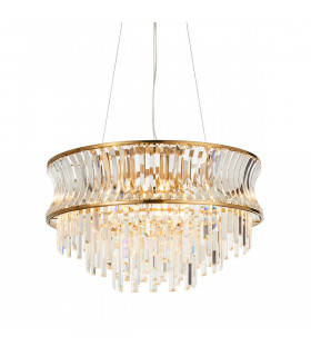 Vittoria Pendant Ceiling Light Warm Brass Plate Crystal And Clear Glass-1