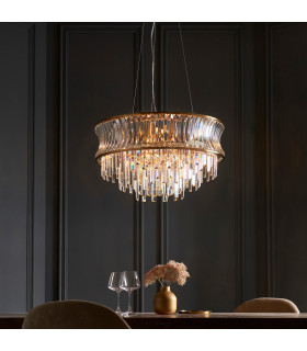 Vittoria Pendant Ceiling Light Warm Brass Plate Crystal And Clear Glass-2
