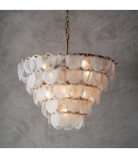 Trapani Pendant Ceiling Light Antique Gold Paint White Clear Glass-2