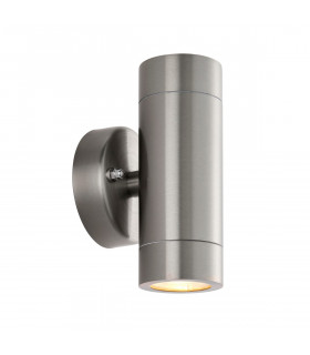 Palin Outdoor Up Down Wall Lamp 2 Light Brushed Stainless Steel IP65-1