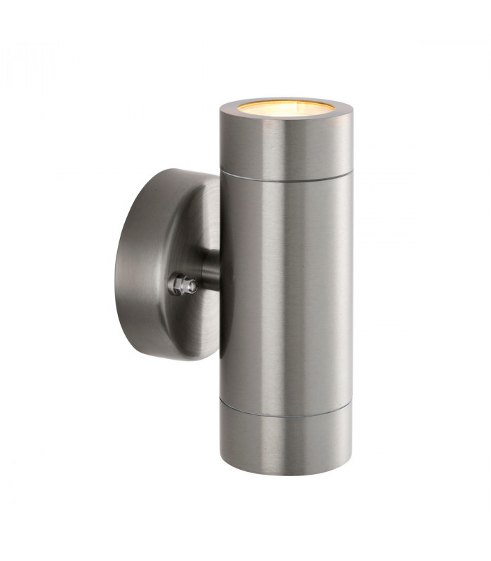Palin Outdoor Up Down Wall Lamp 2 Light Brushed Stainless Steel IP65-3