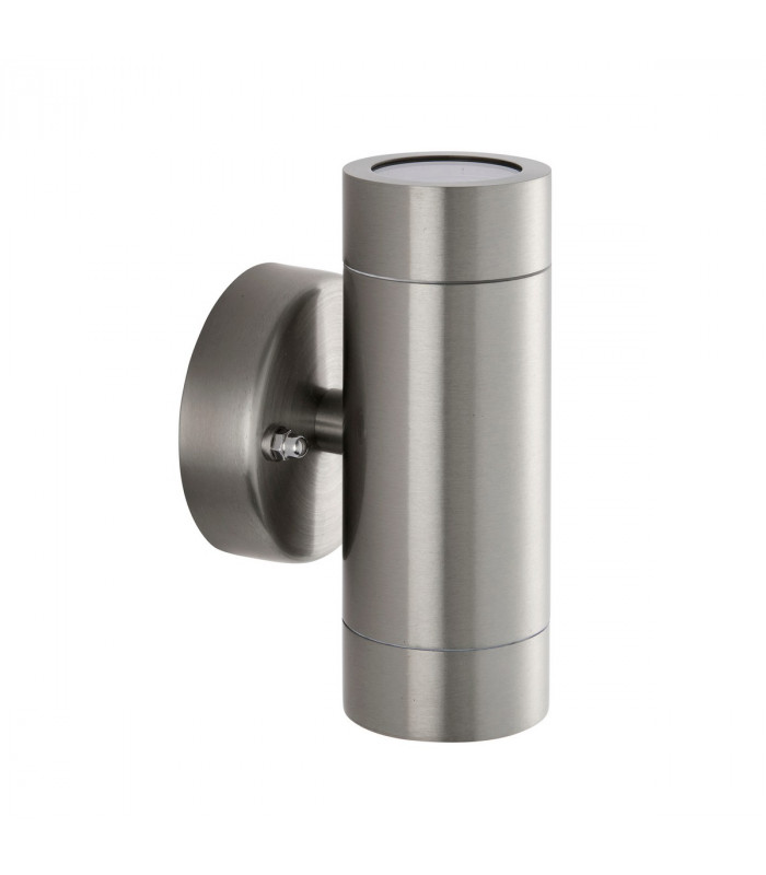 Palin Outdoor Up Down Wall Lamp 2 Light Brushed Stainless Steel IP65-4