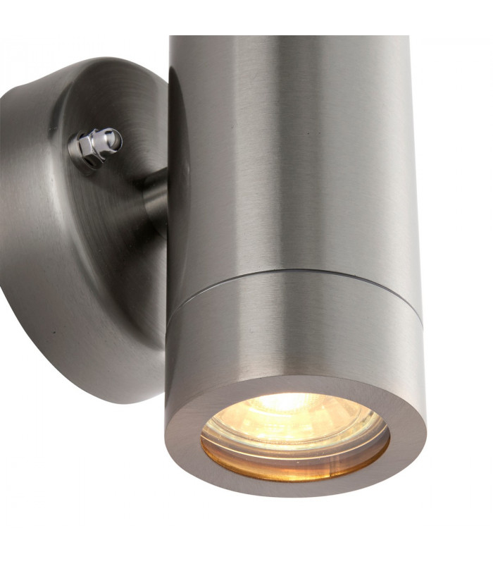 Palin Outdoor Up Down Wall Lamp 2 Light Brushed Stainless Steel IP65-5