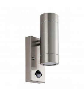 Palin PIR Outdoor Up Down Wall Lamp 2 Light Brushed Stainless Steel IP65-2