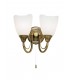 2 Light Indoor Wall Light Antique Brass with Opal Glass, E14 - 1