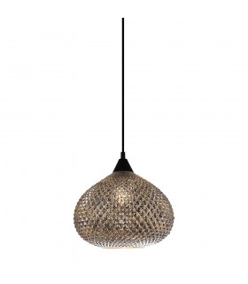 Modern Hanging Pendant Chrome, Black 1 Light  with Chrome, Glass, Tinted Shade, E27 - 1