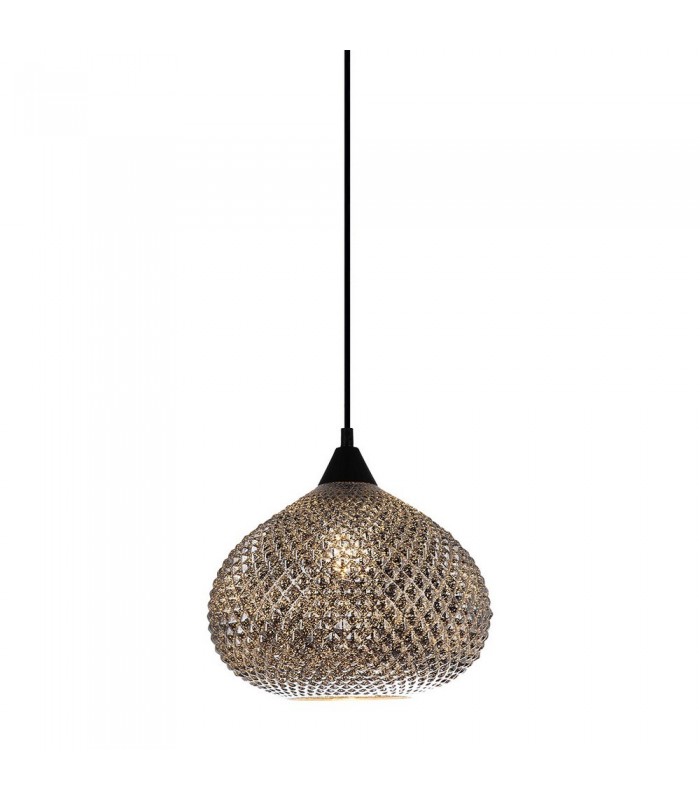 Modern Hanging Pendant Chrome, Black 1 Light  with Chrome, Glass, Tinted Shade, E27 - 1