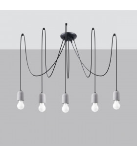 Neso Minimalistic Cluster Pendant Ceiling Light Black 5x E27-2