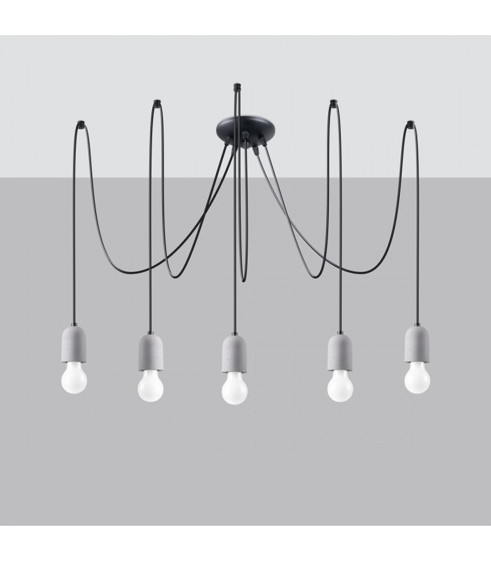 Neso Minimalistic Cluster Pendant Ceiling Light Black 5x E27-2
