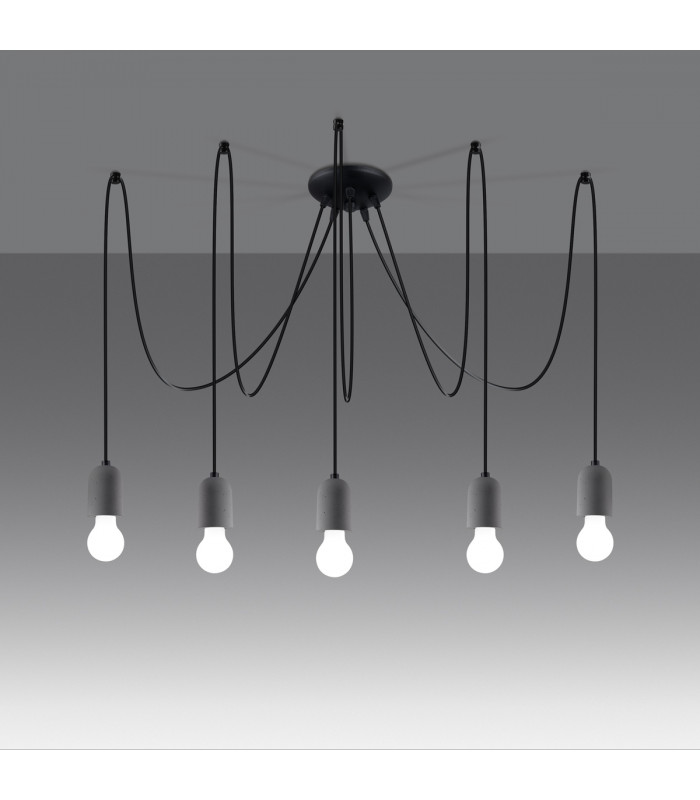 Neso Minimalistic Cluster Pendant Ceiling Light Black 5x E27-3