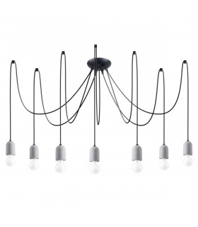 Neso Minimalistic Cluster Pendant Ceiling Light Black 7x E27-1