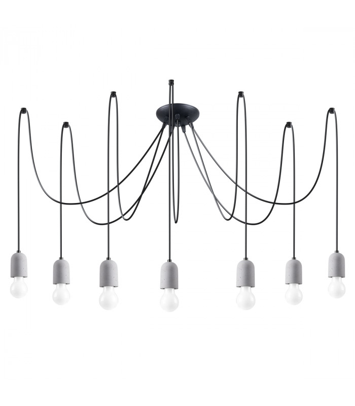 Neso Minimalistic Cluster Pendant Ceiling Light Black 7x E27-1