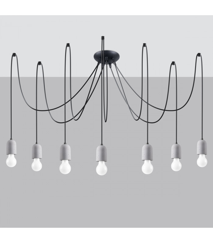 Neso Minimalistic Cluster Pendant Ceiling Light Black 7x E27-2